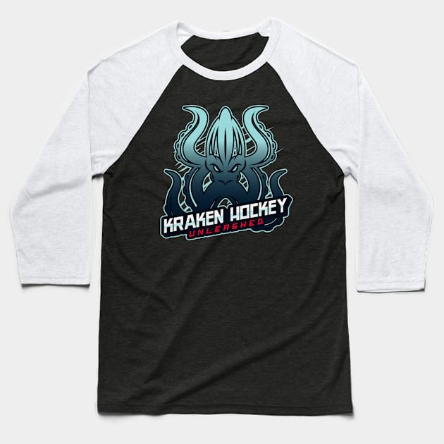 Kraken Hockey Unleashed Baseball T-Shirt by Ruffeli